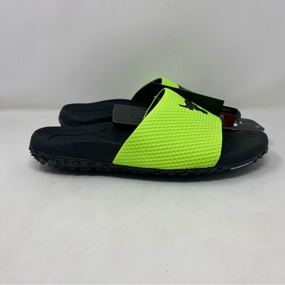 Under Armour Project Rock Slides Mens 12 Michelin Charged Cushioning Lime Green - Picture 3 of 9